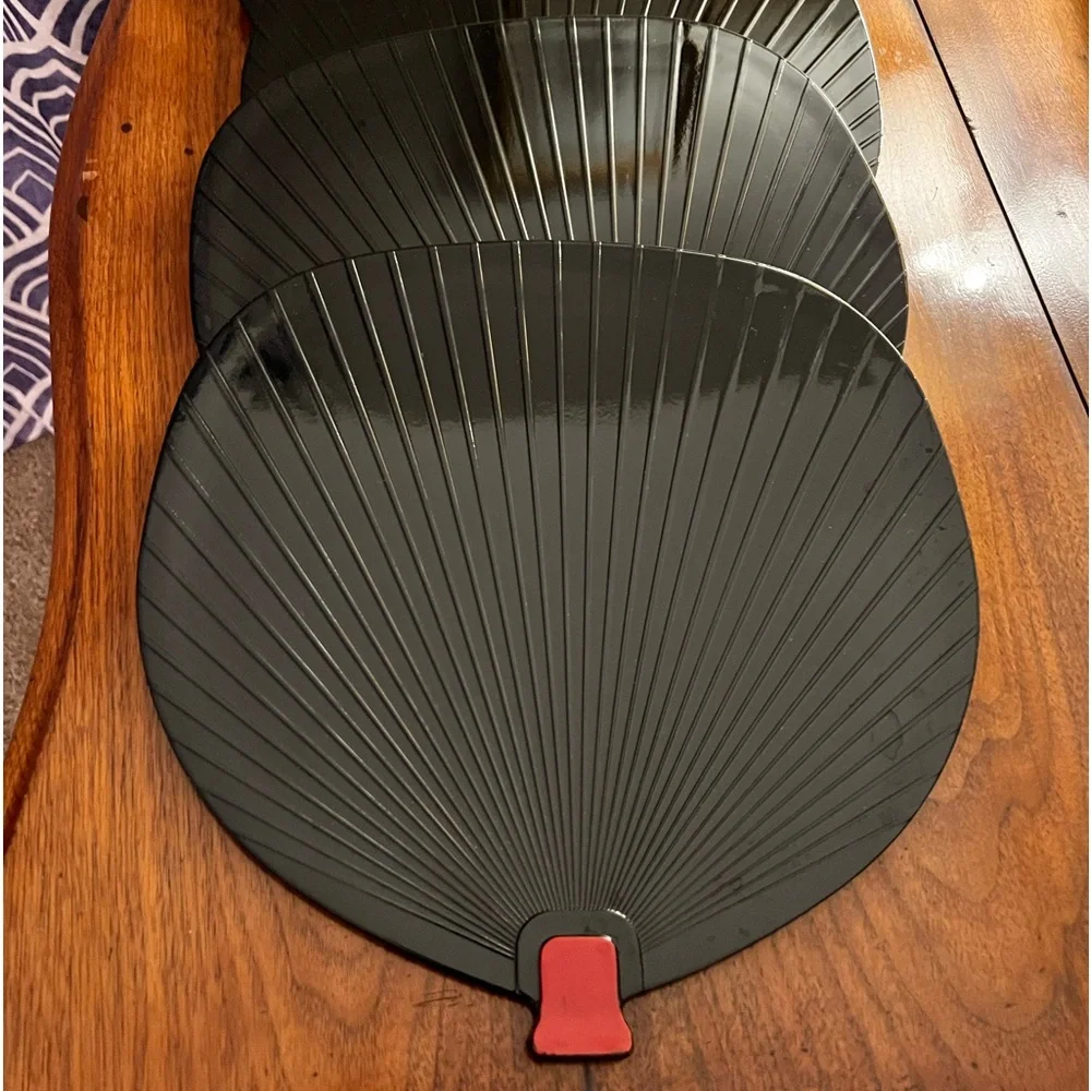 Black lacquerware sushi serving platter plate The Haldon Group from Japan set 5